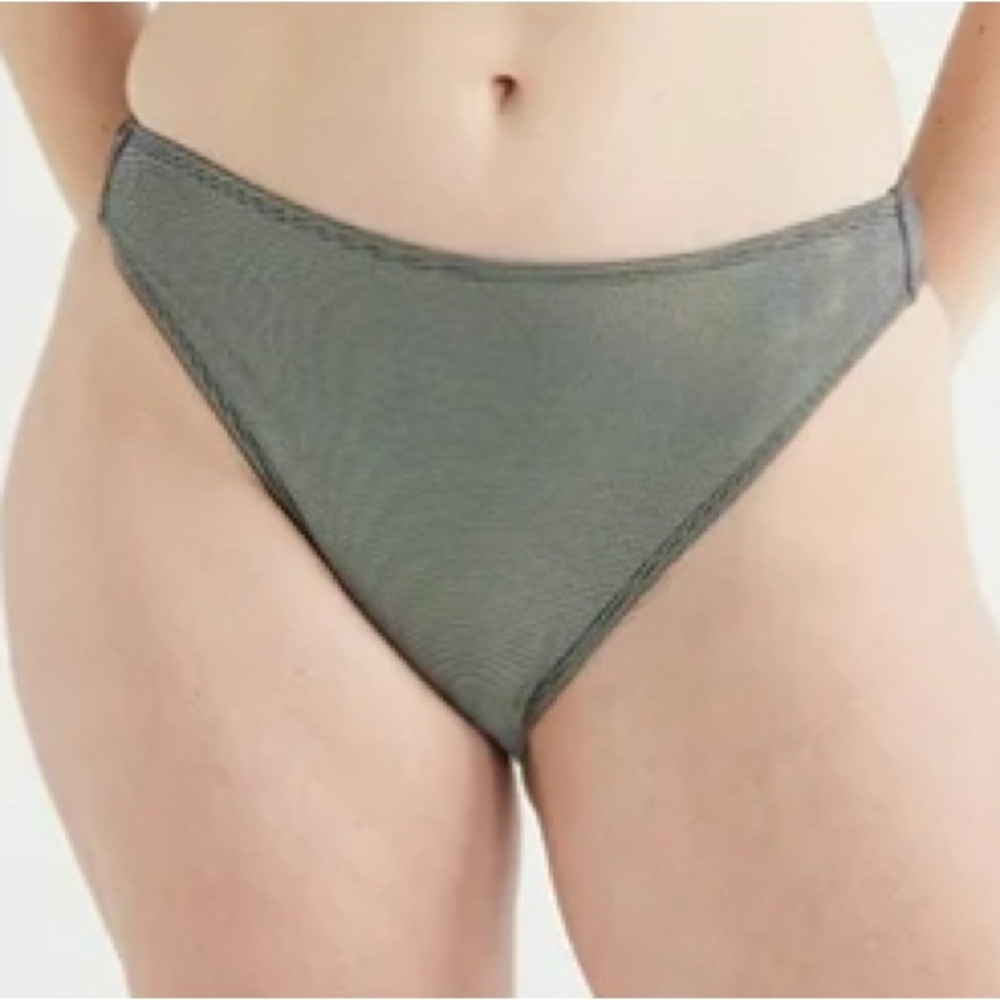 No Boundaries Juniors' Silver Holographic Dot Bikini Cheeky Large Swim Bottoms
